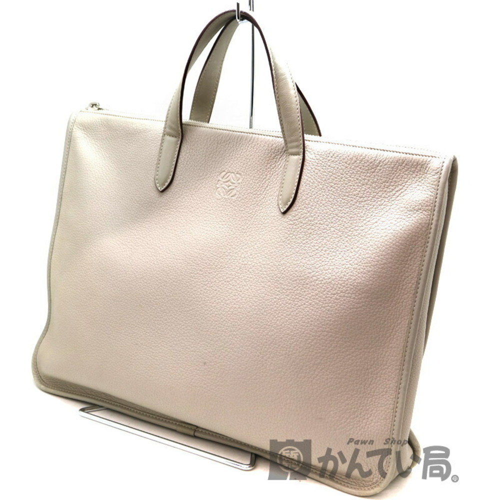 LOEWE Toledo Briefcase Leather Ivory White